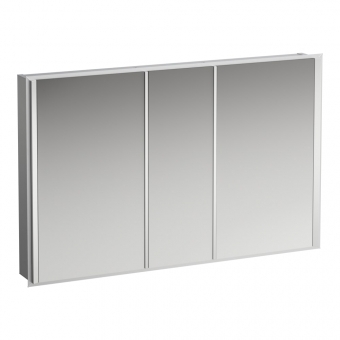 Veidrodinė spintelė Laufen FRAME 25, 1200x150x750 mm, 3 dvipusio veidrodžio durelės, 4 LED šviestuvai, be el. lizdo, spalva - balta blizgi 
